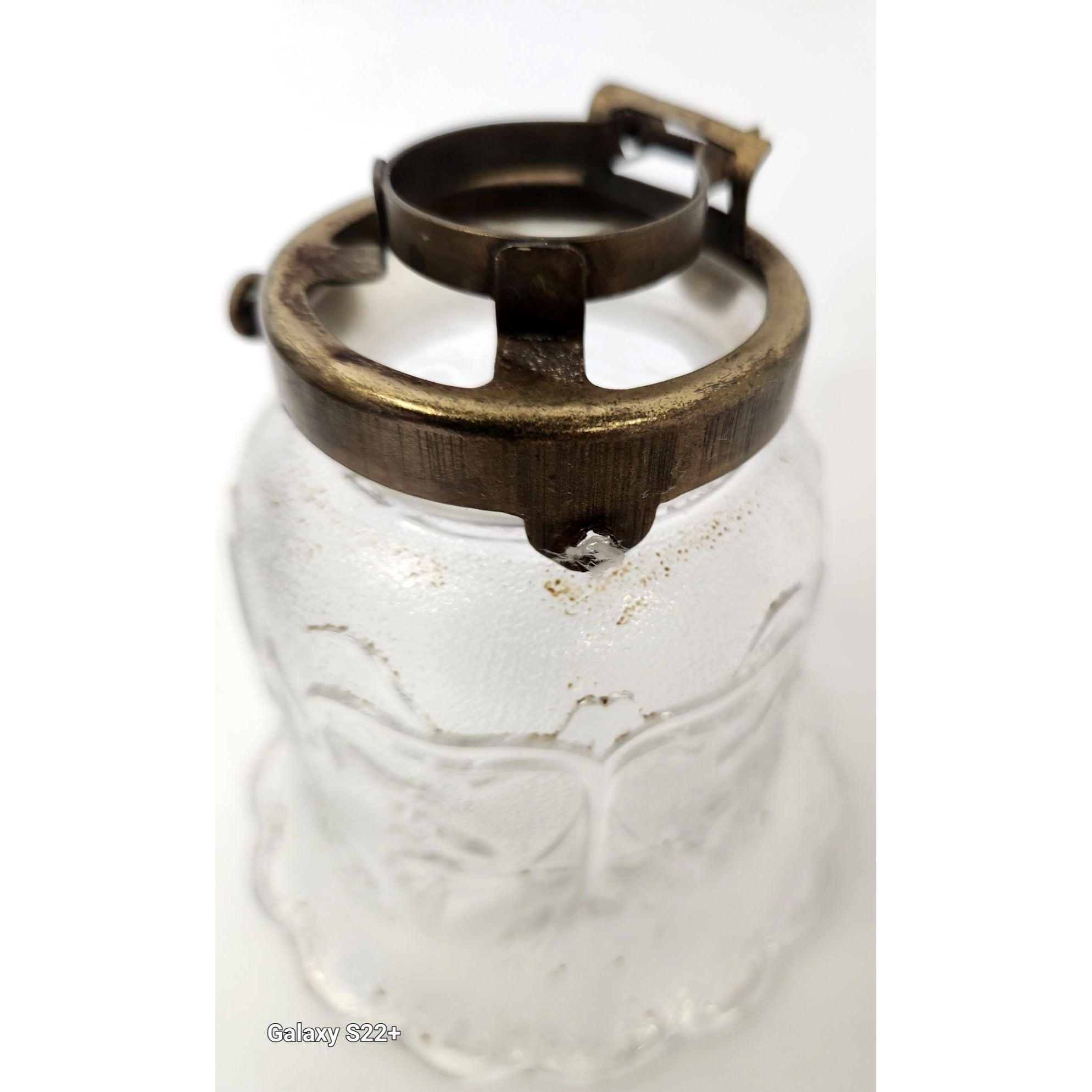 Vintage Glass Ruffled Lamp Shade Bulb Cover Floral Etched Replacement