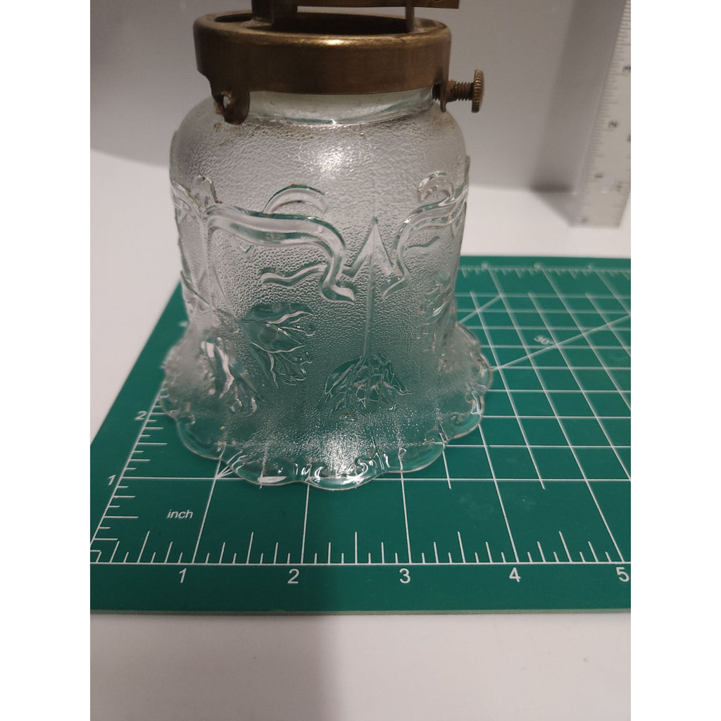 Vintage Glass Ruffled Lamp Shade Bulb Cover Floral Etched Replacement