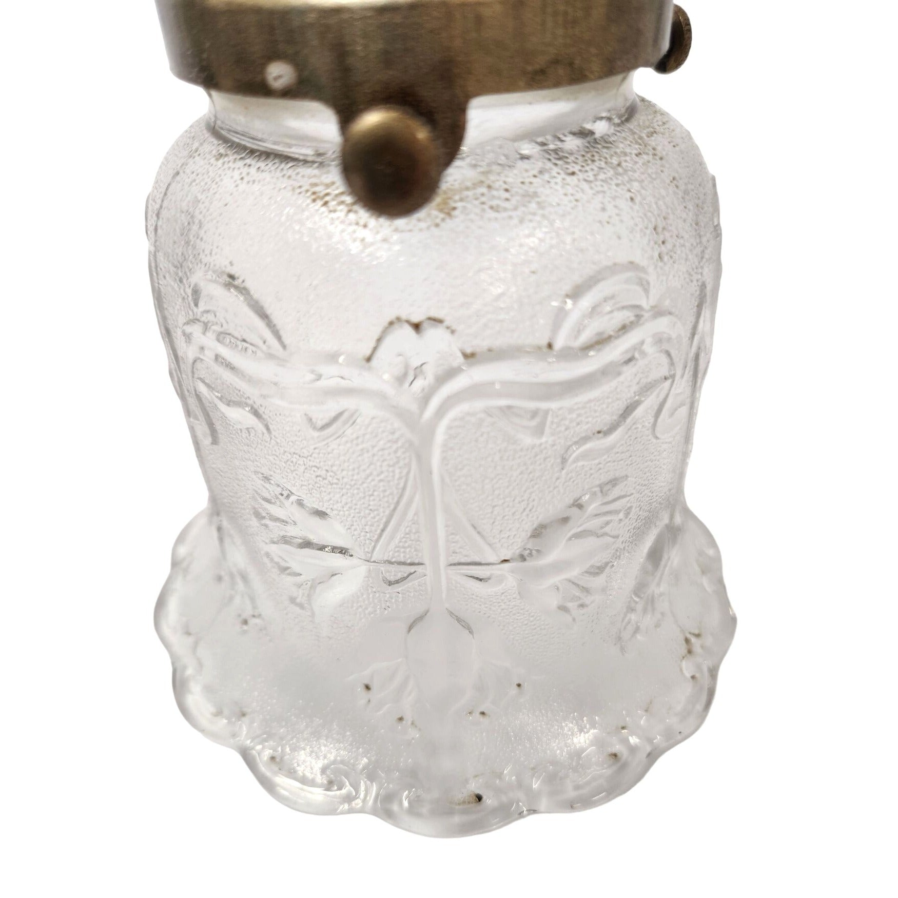 Vintage Glass Ruffled Lamp Shade Bulb Cover Floral Etched Replacement