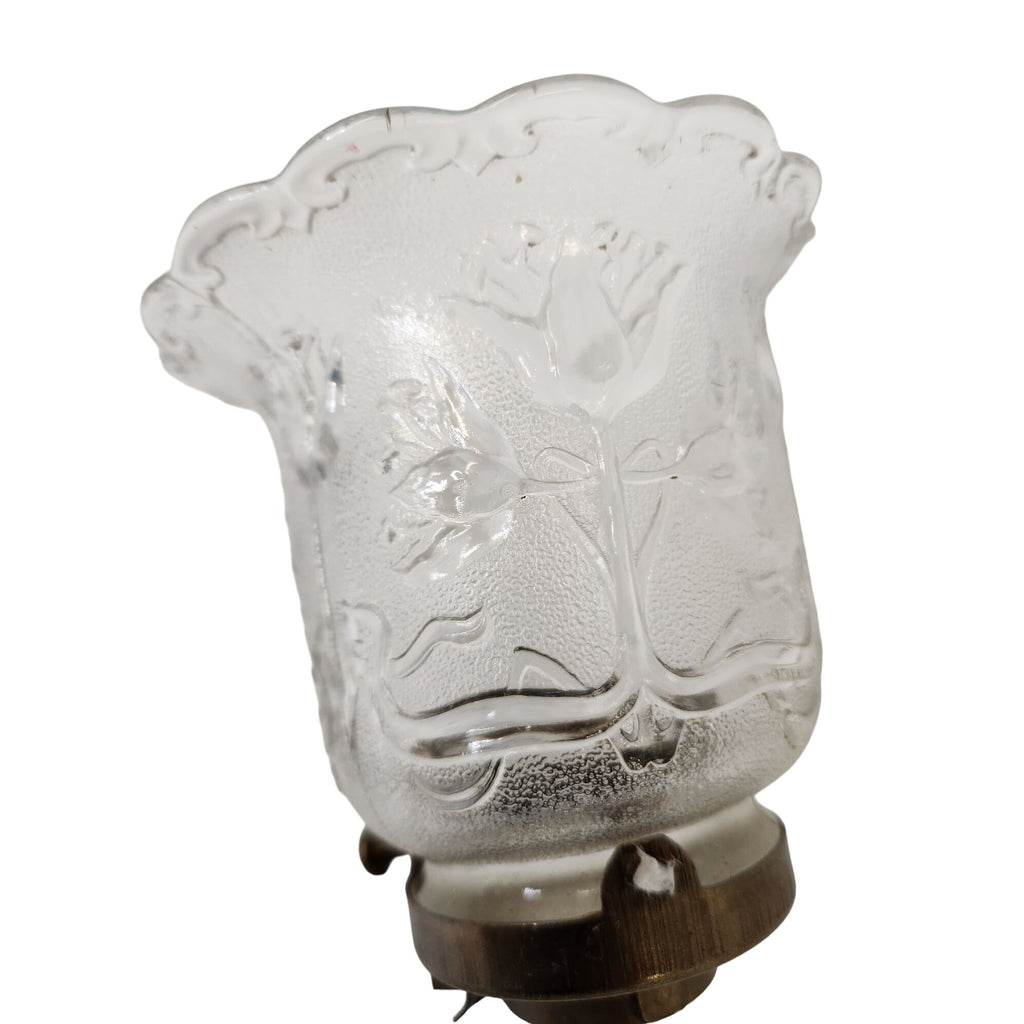 Vintage Glass Ruffled Lamp Shade Bulb Cover Floral Etched Replacement