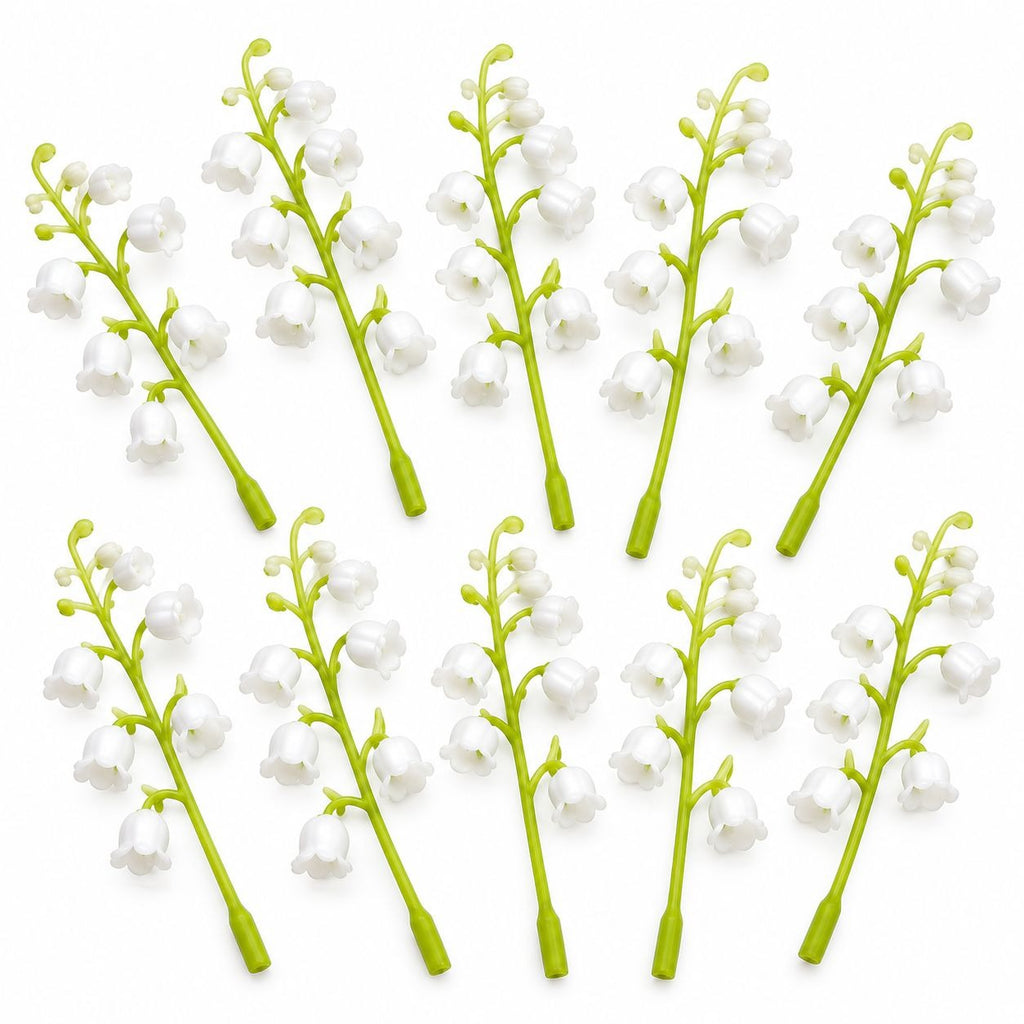 Artificial Lily of the Valley Picks, Set of 10, 4 Inch White Wedding Flowers