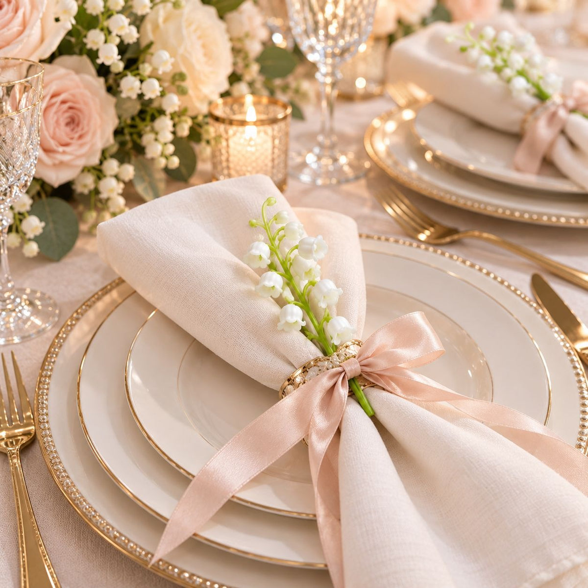 Artificial Lily of the Valley Picks, Set of 10, 4 Inch White Wedding Flowers