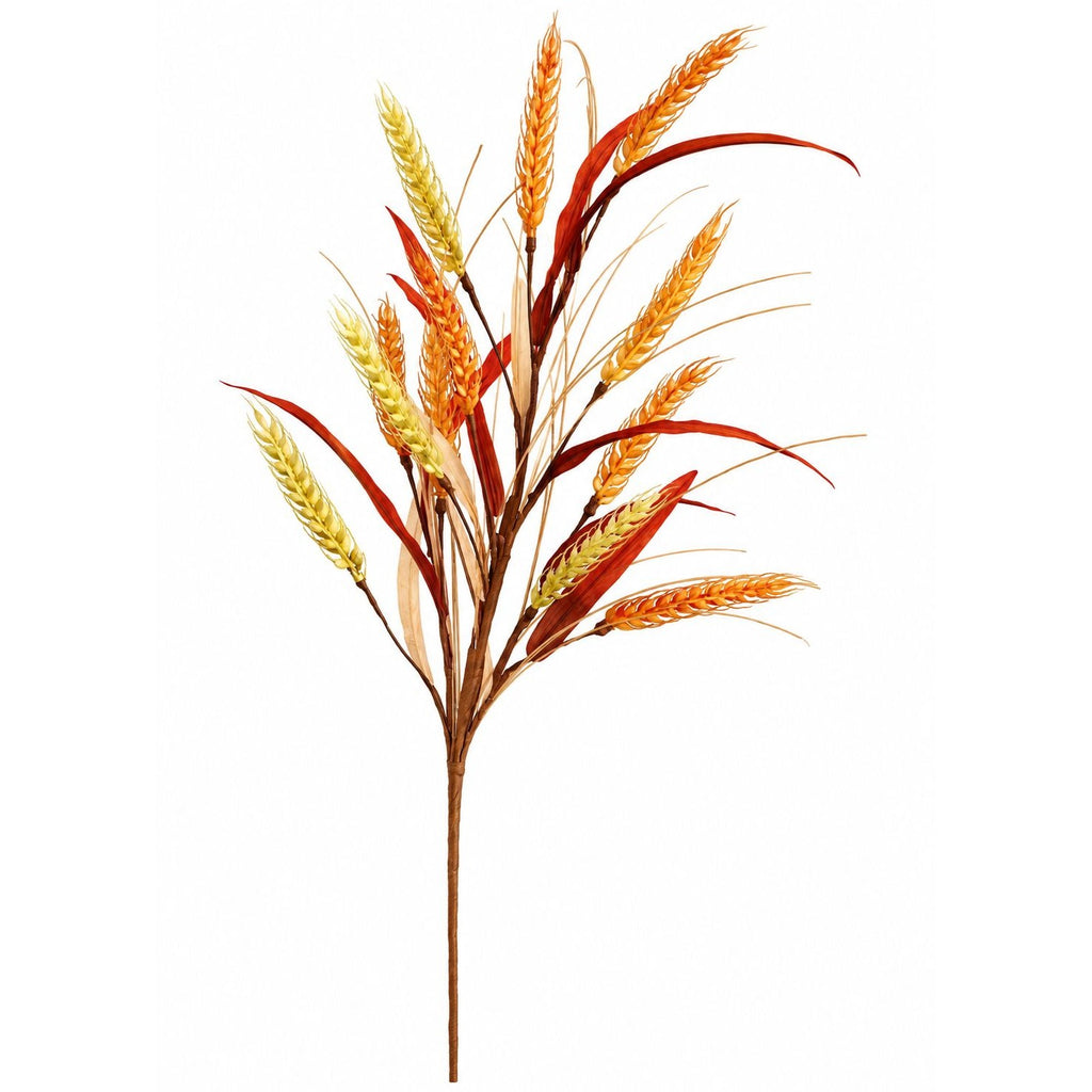 Faux Wheat Spray, 21 Inch, 10 Heads, Cream Orange Fall Decor