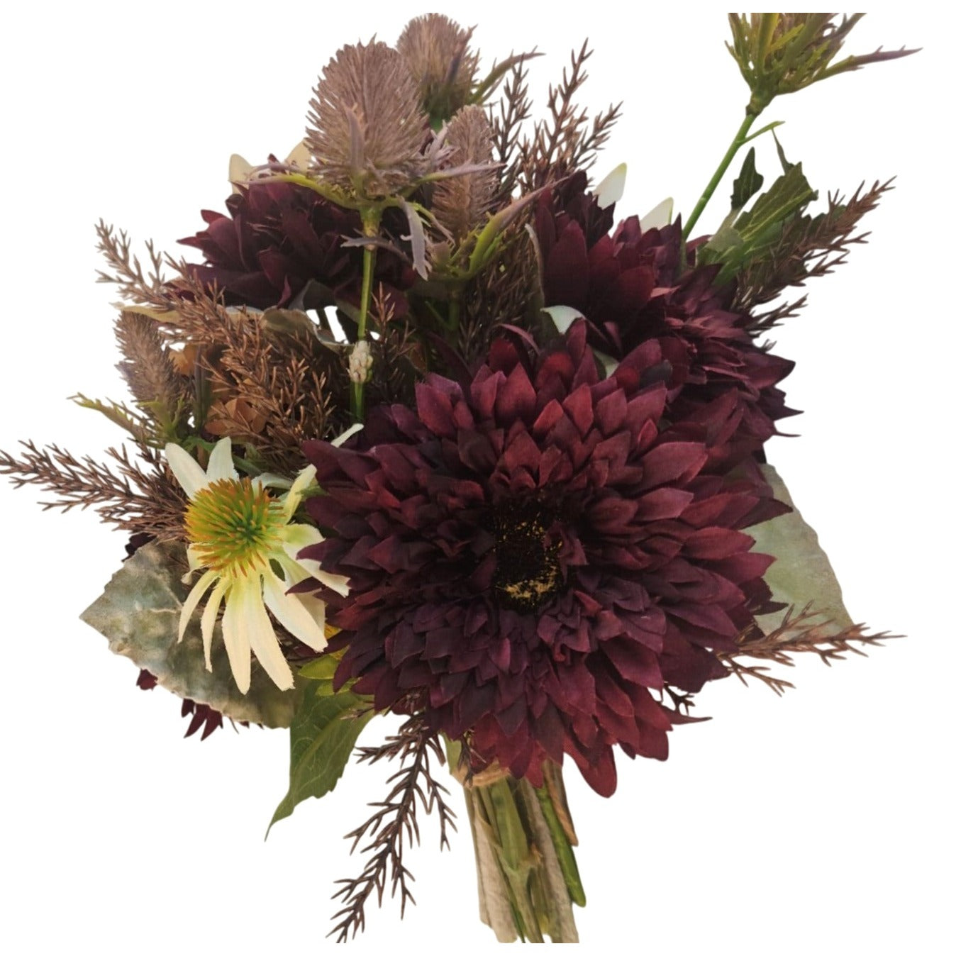 Purple and White Faux Flower Bouquet, Handtied Artificial Floral Arrangement, Elegant Centerpiece, Home or Office Decor,