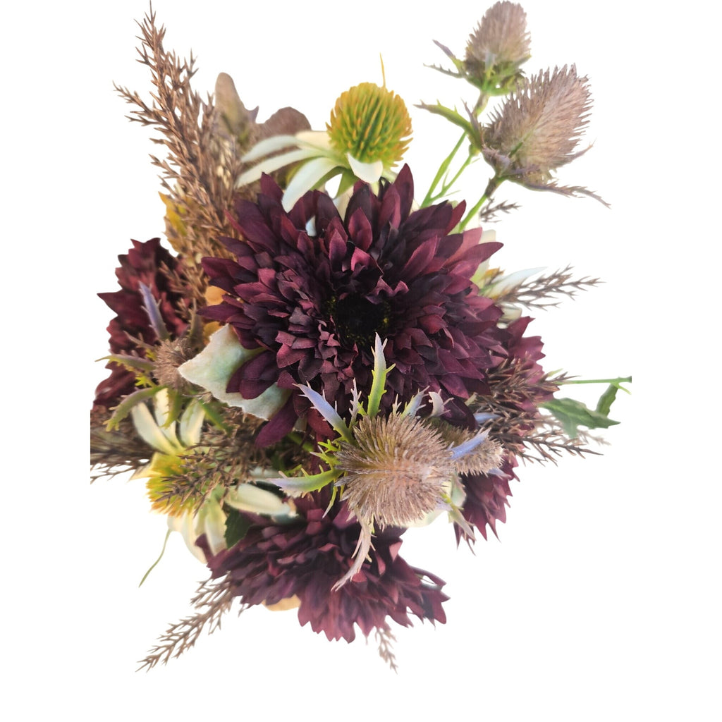 Purple and White Faux Flower Bouquet, Handtied Artificial Floral Arrangement, Elegant Centerpiece, Home or Office Decor,