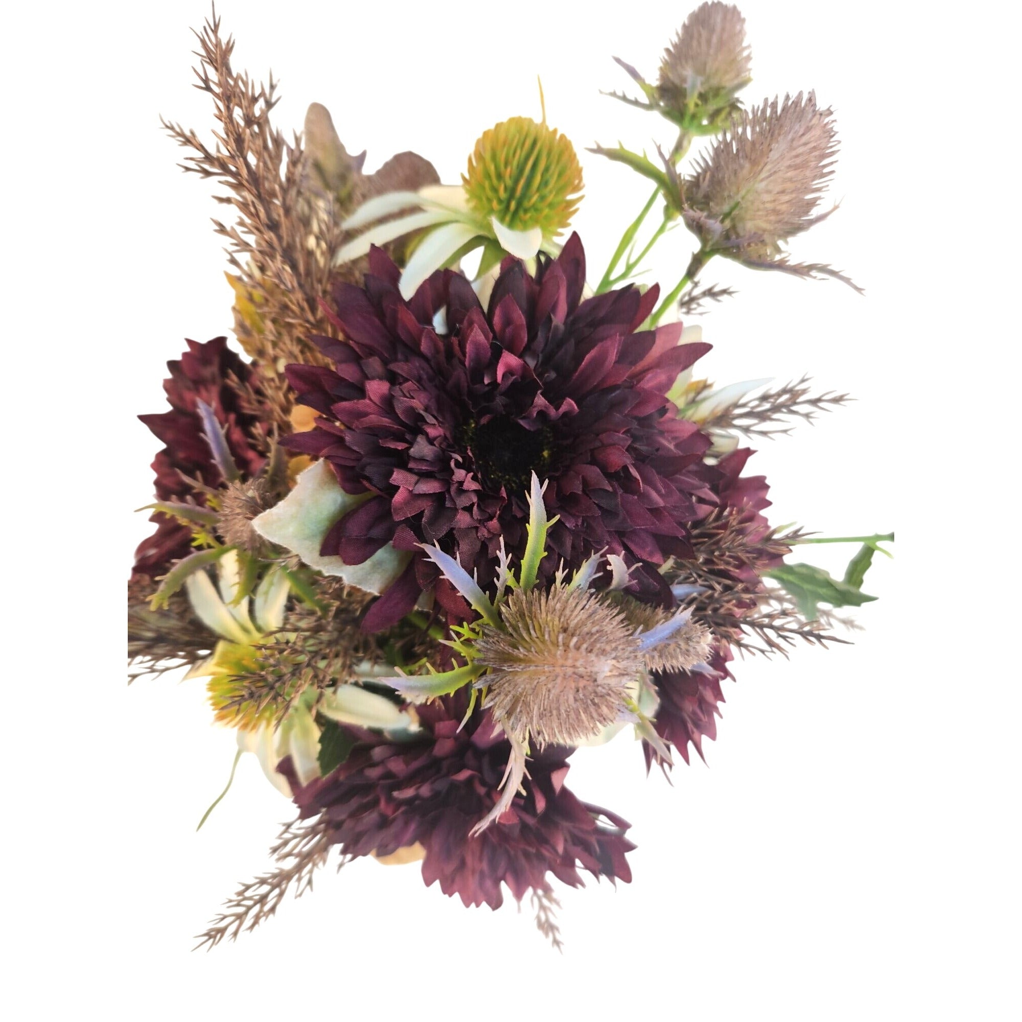 Purple and White Faux Flower Bouquet, Handtied Artificial Floral Arrangement, Elegant Centerpiece, Home or Office Decor,