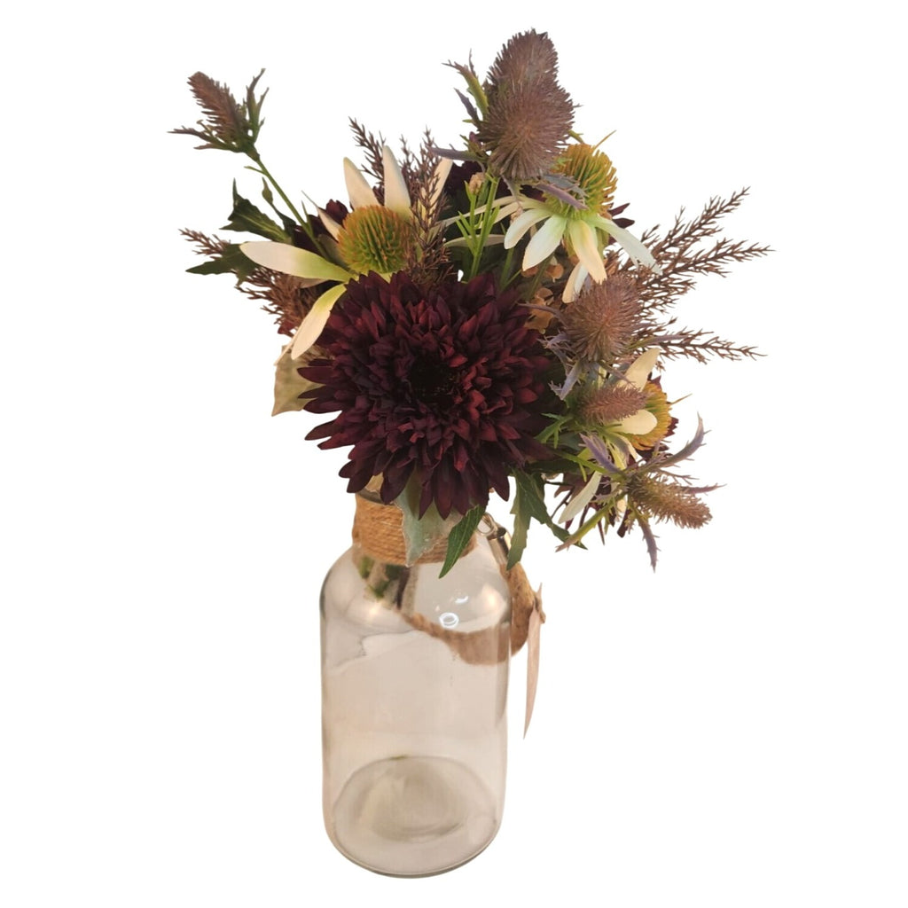 Purple and White Faux Flower Bouquet, Handtied Artificial Floral Arrangement, Elegant Centerpiece, Home or Office Decor,