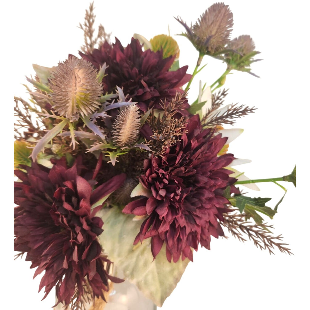 Purple and White Faux Flower Bouquet, Handtied Artificial Floral Arrangement, Elegant Centerpiece, Home or Office Decor,