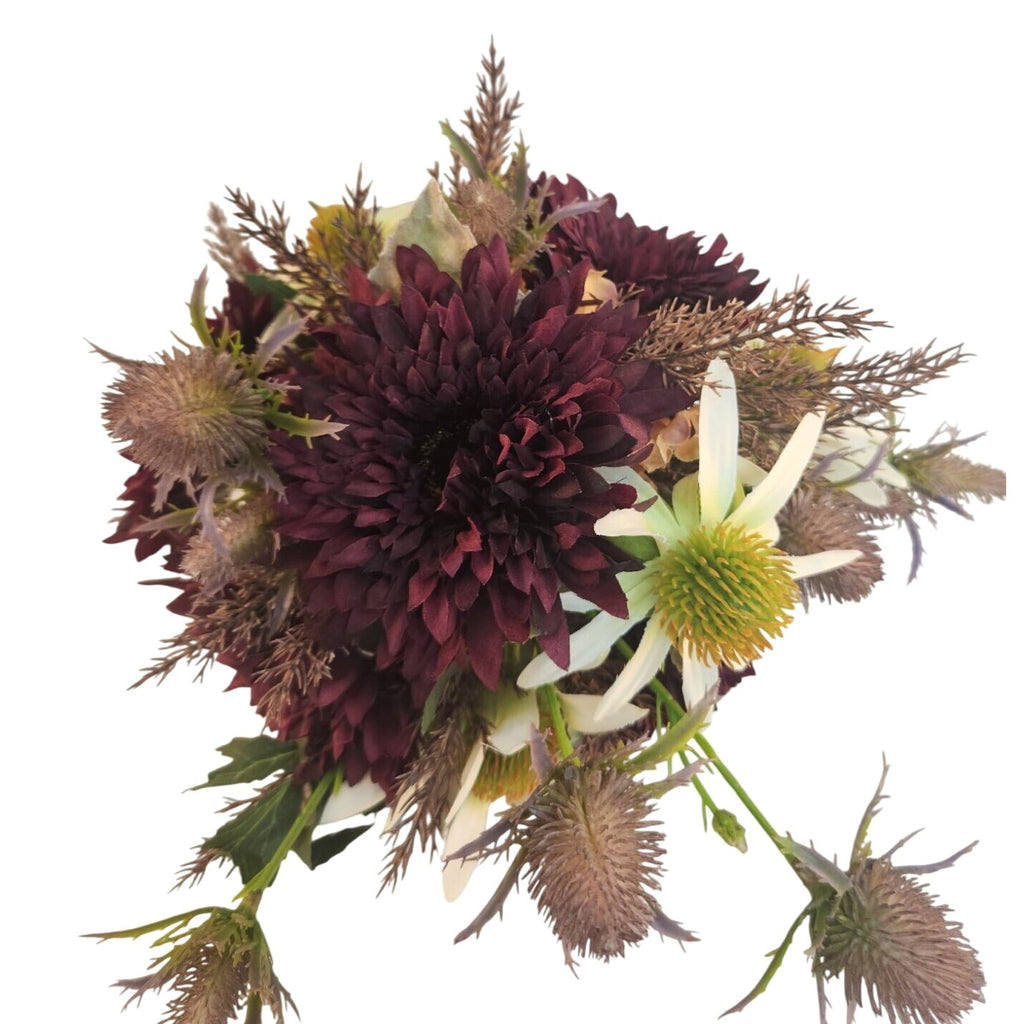 Purple and White Faux Flower Bouquet, Handtied Artificial Floral Arrangement, Elegant Centerpiece, Home or Office Decor,