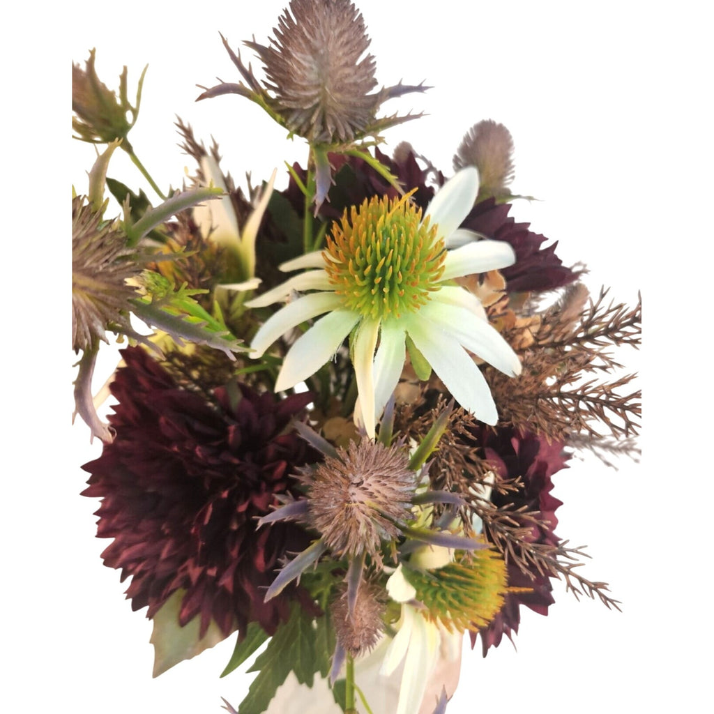 Purple and White Faux Flower Bouquet, Handtied Artificial Floral Arrangement, Elegant Centerpiece, Home or Office Decor,