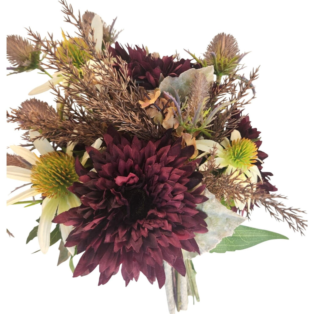 Purple and White Faux Flower Bouquet, Handtied Artificial Floral Arrangement, Elegant Centerpiece, Home or Office Decor,