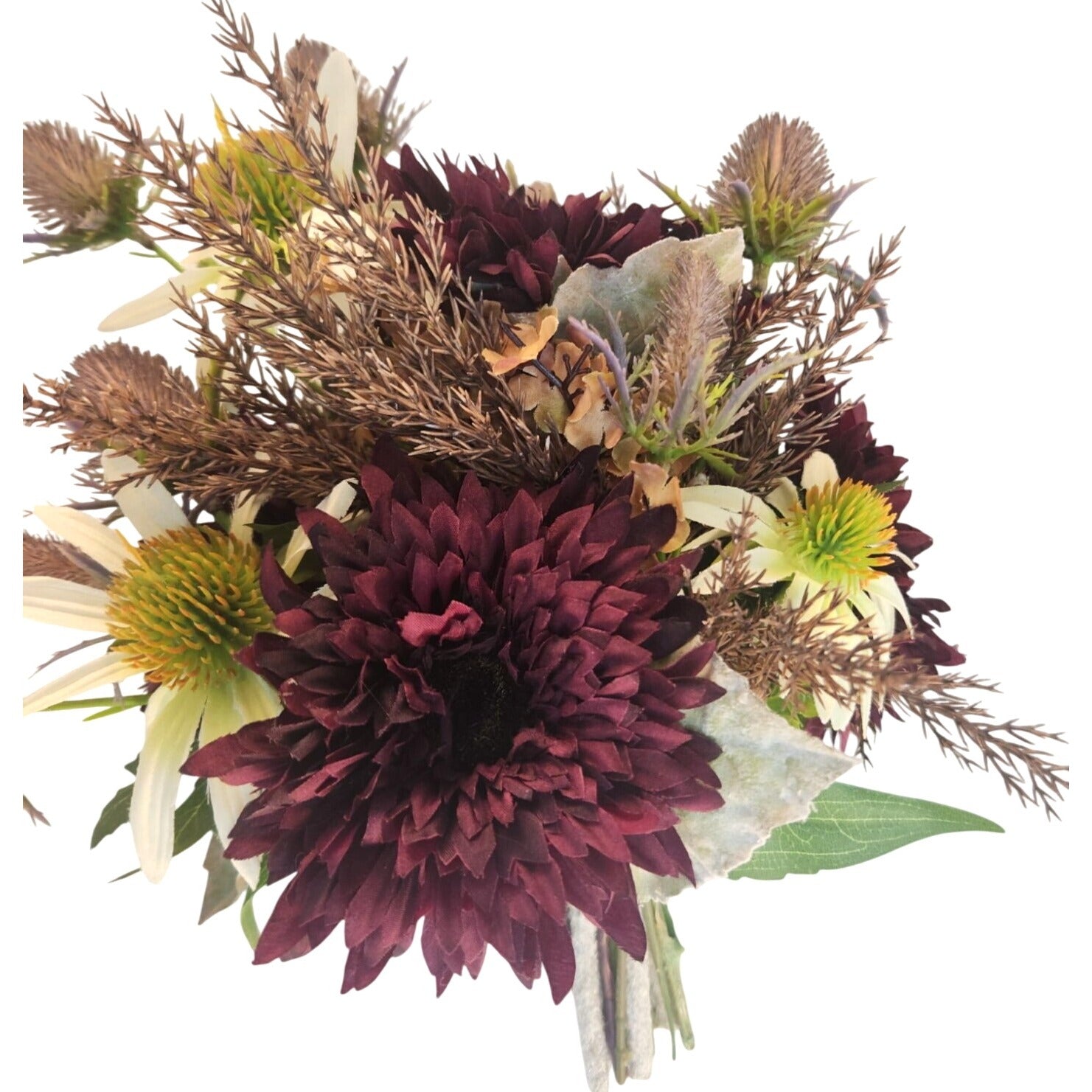 Purple and White Faux Flower Bouquet, Handtied Artificial Floral Arrangement, Elegant Centerpiece, Home or Office Decor,