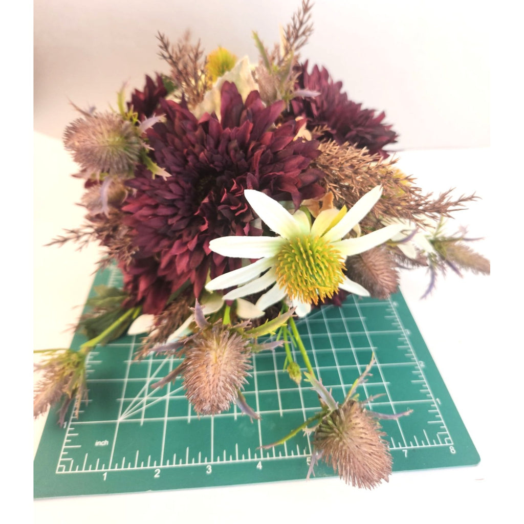 Purple and White Faux Flower Bouquet, Handtied Artificial Floral Arrangement, Elegant Centerpiece, Home or Office Decor,