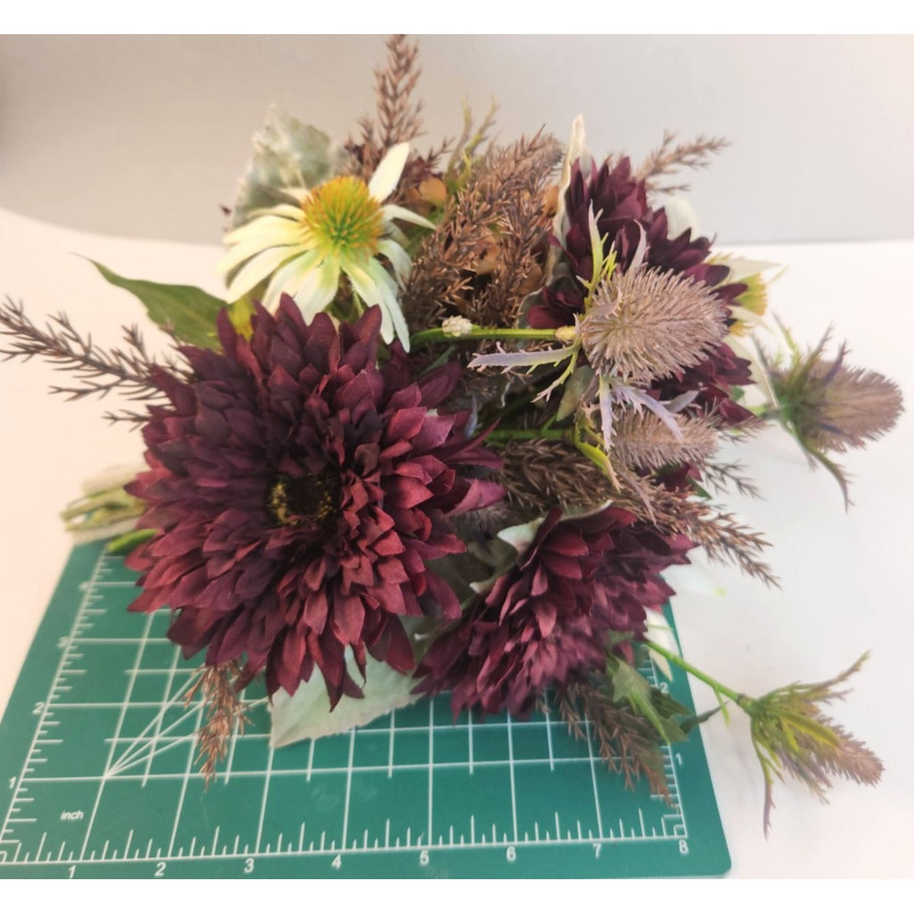 Purple and White Faux Flower Bouquet, Handtied Artificial Floral Arrangement, Elegant Centerpiece, Home or Office Decor,