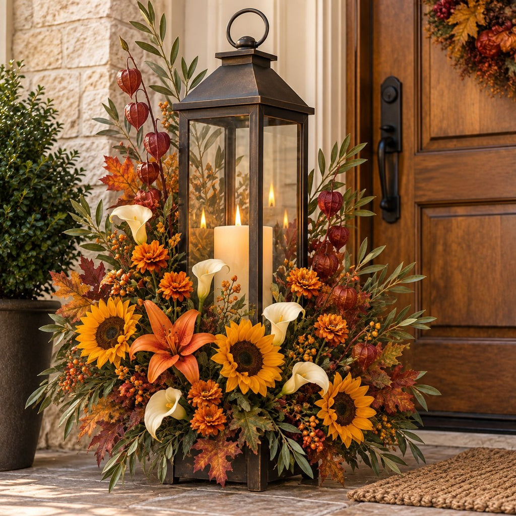 Rust Orange Artificial Mum Stems Set of 3, 21-Inch Faux Chrysanthemum