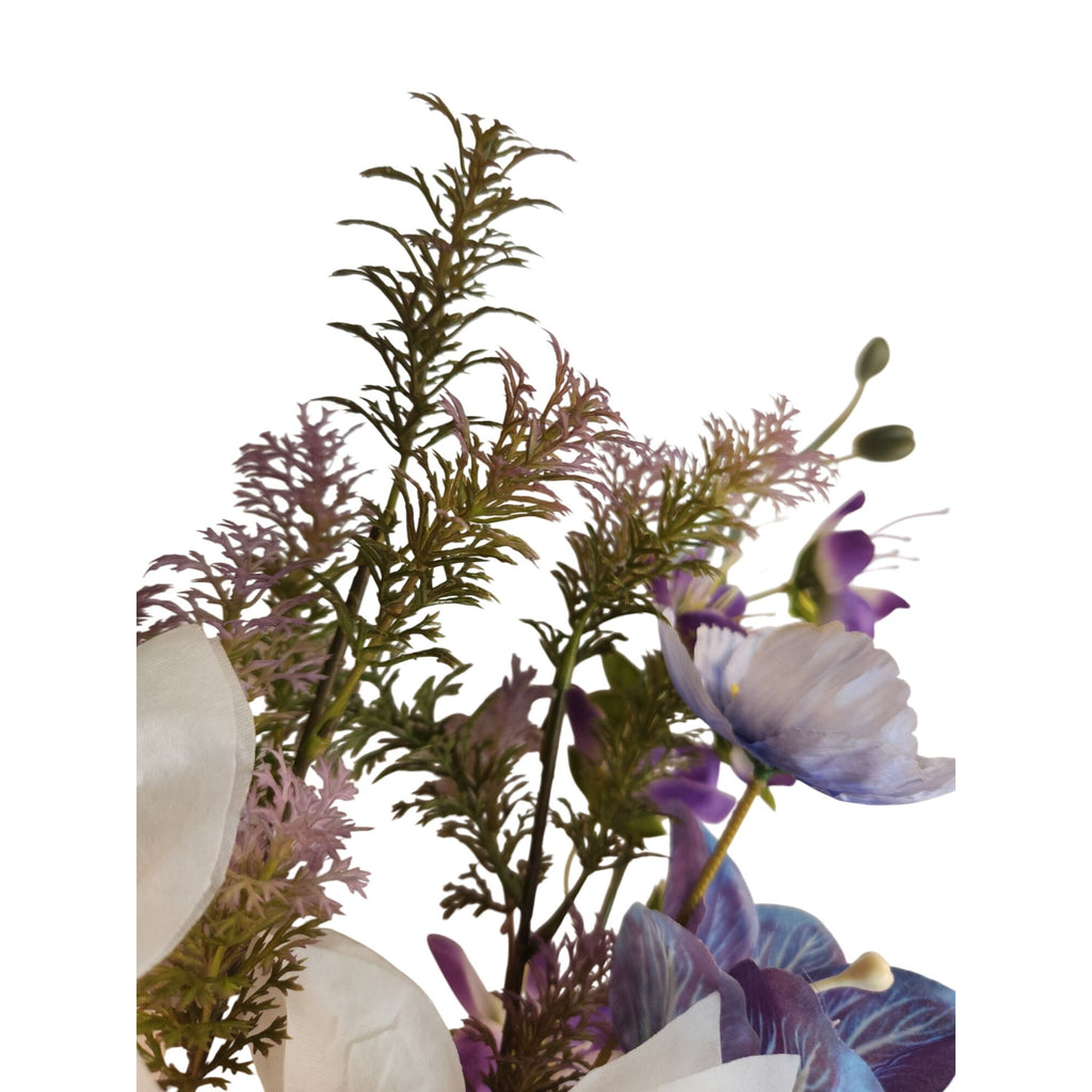 Faux Flower Bouquet Home Decor Artificial Poppies and Lilies Pastel Floral Arrangement Gift Ready