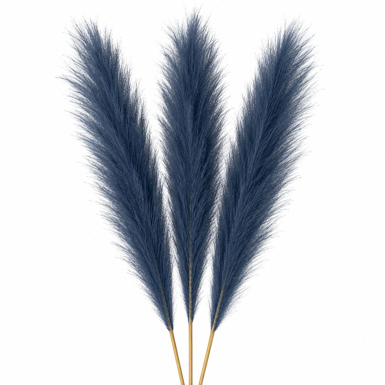 Dusty Navy Blue Faux Pampas Grass Bundle | 3 Artificial Pampas Stems | 20 Inch Blue Pampas Grass | Farmhouse Decor | Coastal Cottage Decor 