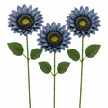 Blue Artificial Sunflower Stems Set of 3 Silk Faux Flowers 17 Inch Farmhouse Floral Stems for Wreaths Vases Centerpieces Wedding Decor
