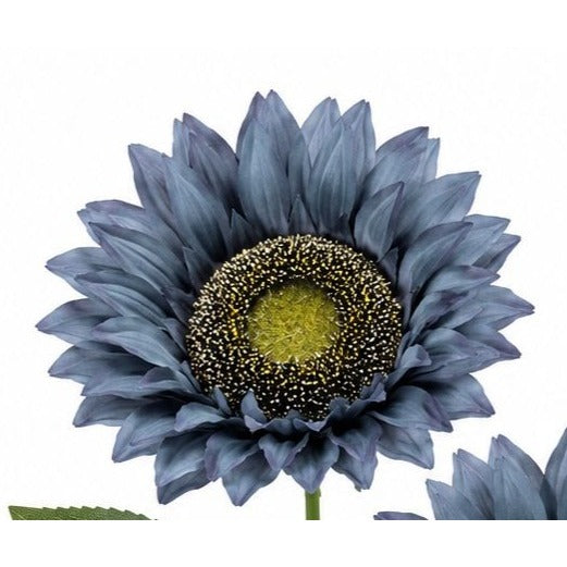 Blue Artificial Sunflower Stems Set of 3 Silk Faux Flowers 17 Inch Farmhouse Floral Stems for Wreaths Vases Centerpieces Wedding Decor