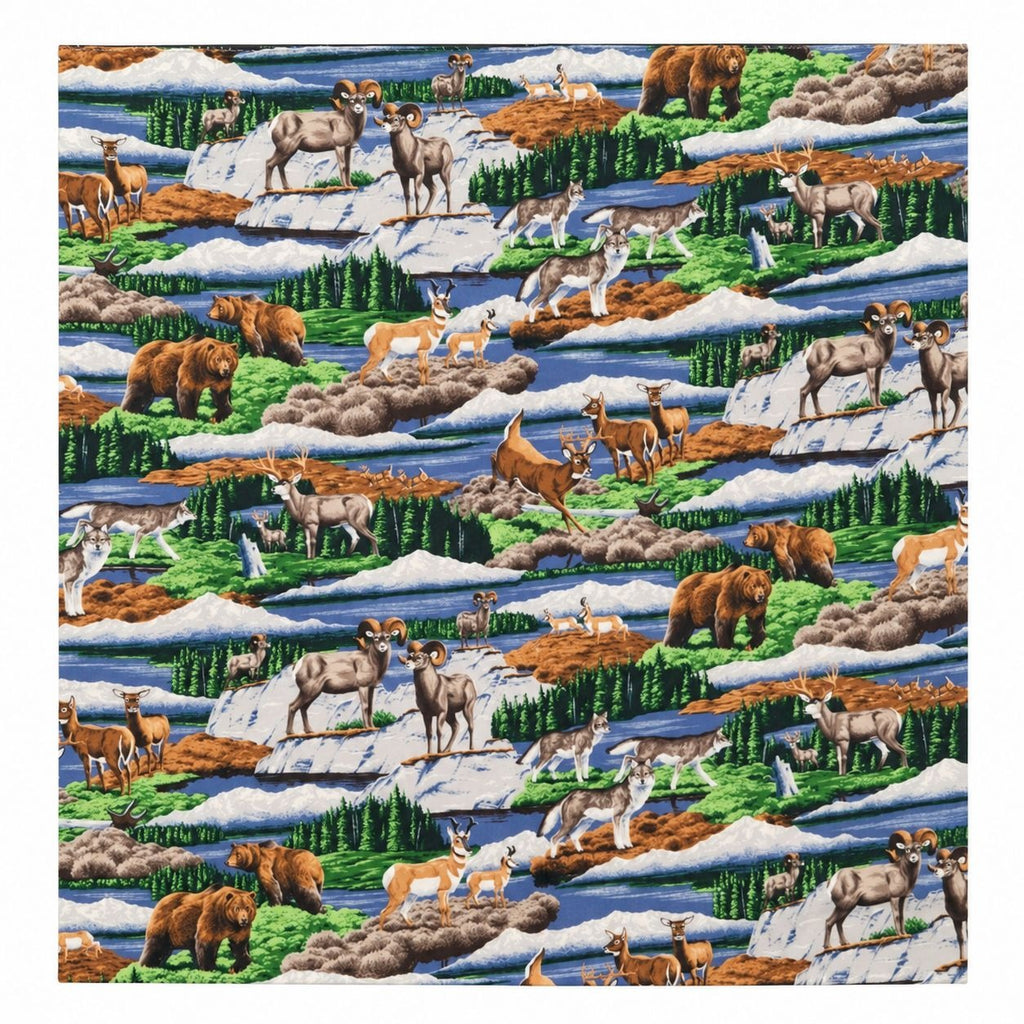 Vintage VIP Cranston Wildlife Cotton Fabric 1.5 Yards Mountain Print