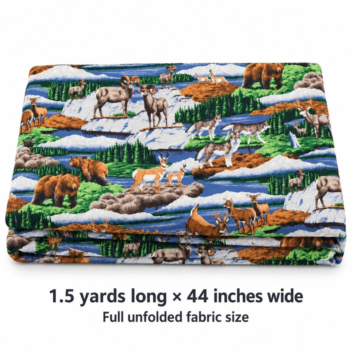 Vintage VIP Cranston Wildlife Cotton Fabric 1.5 Yards Mountain Print