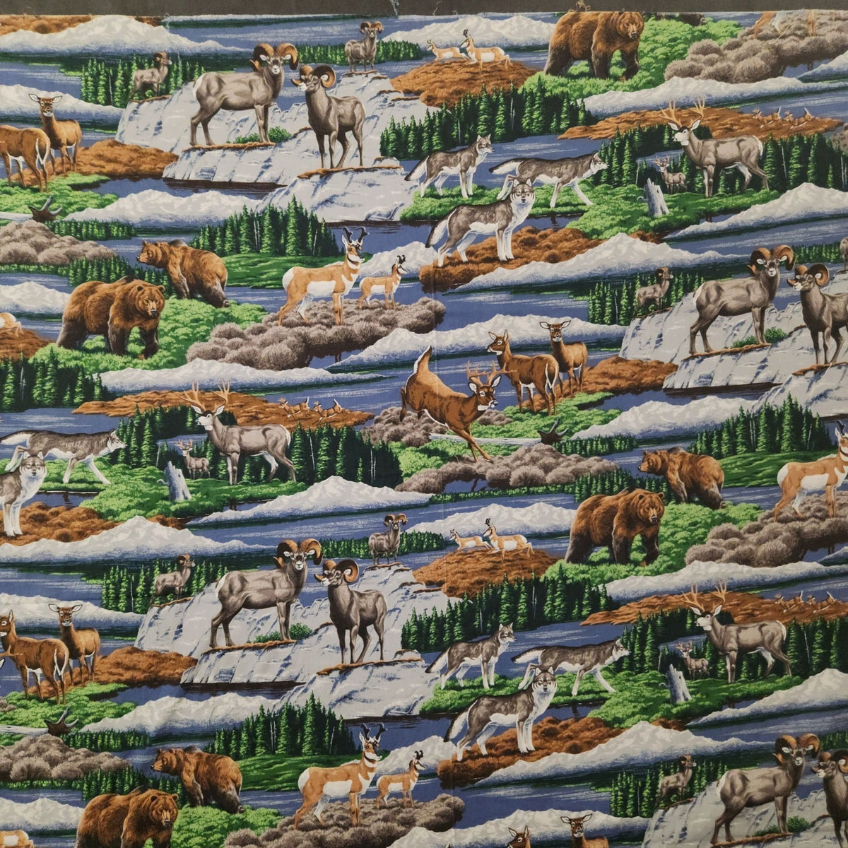 Vintage VIP Cranston Wildlife Cotton Fabric 1.5 Yards Mountain Print