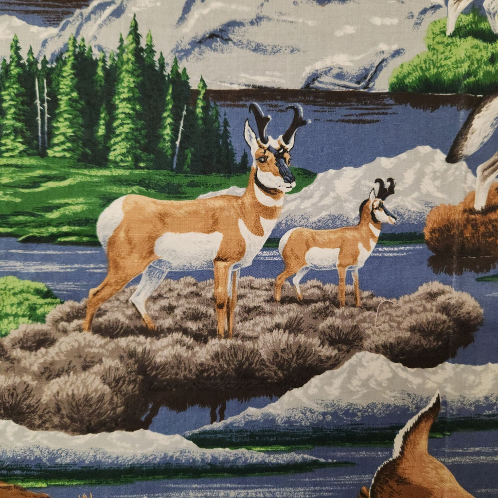 Vintage VIP Cranston Wildlife Cotton Fabric 1.5 Yards Mountain Print