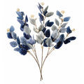 Blue Ombre Dollar Eucalyptus Stems Set of 2 | Faux Eucalyptus Branches | Artificial Greenery | Coastal French Country Decor