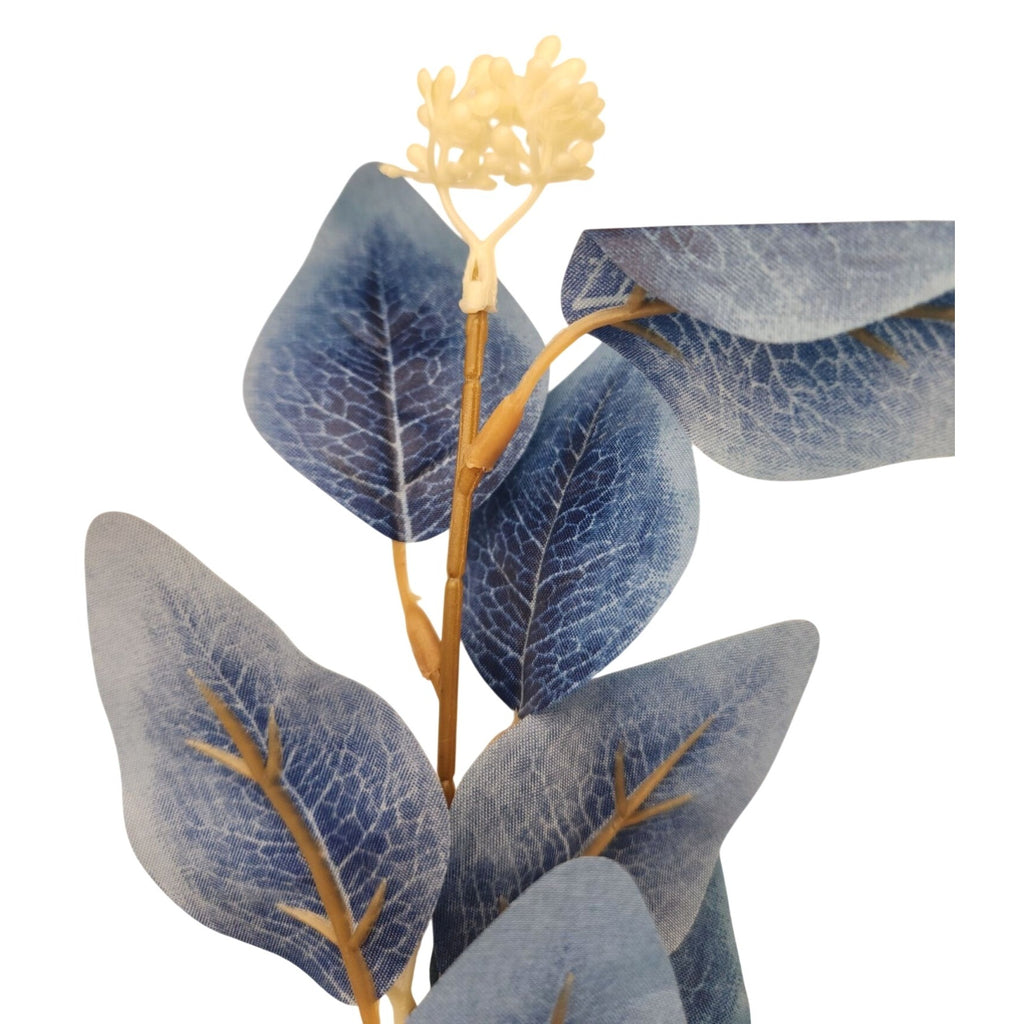Blue Ombre Dollar Eucalyptus Stems Set of 2 | Faux Eucalyptus Branches | Artificial Greenery | Coastal French Country Decor