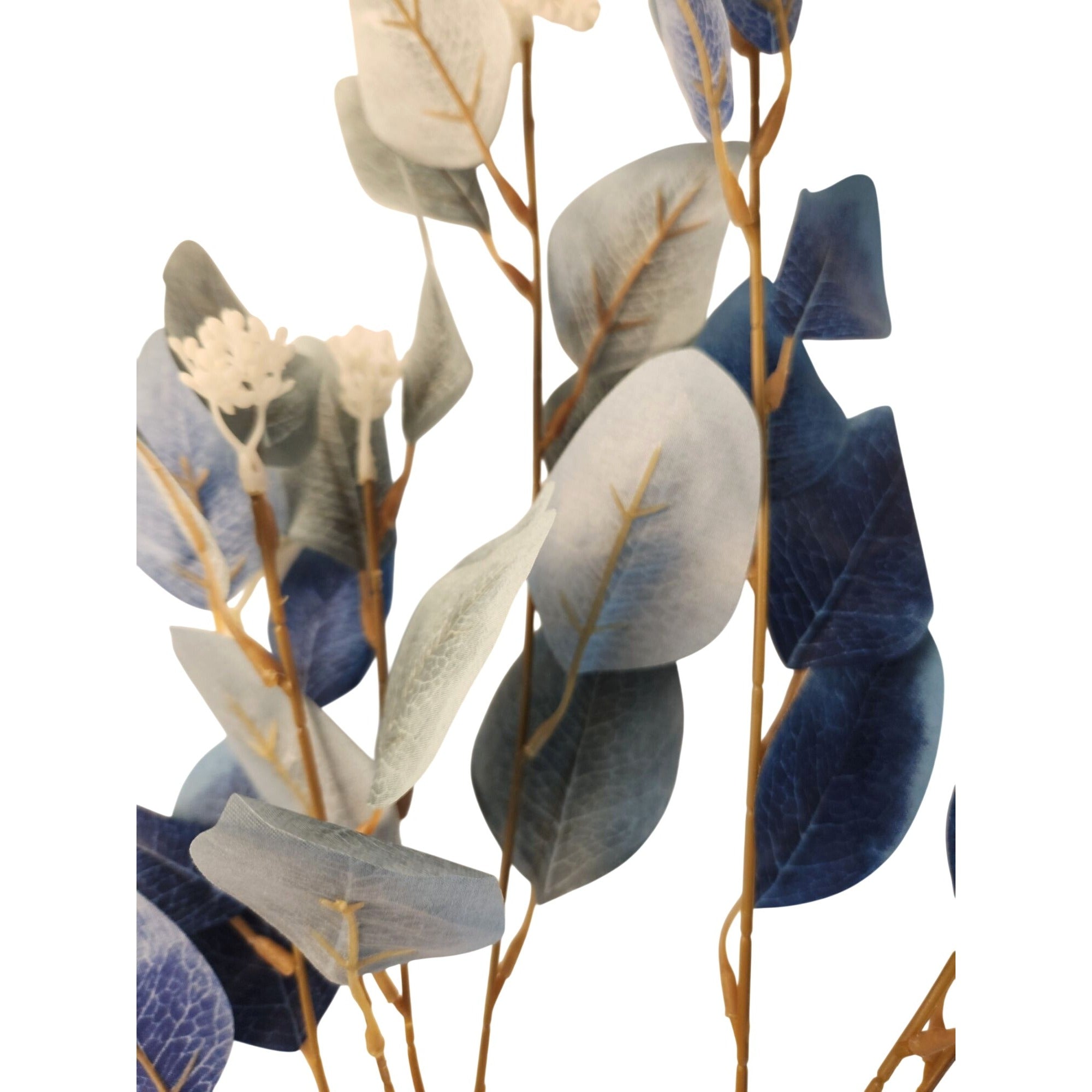 Blue Ombre Dollar Eucalyptus Stems Set of 2 | Faux Eucalyptus Branches | Artificial Greenery | Coastal French Country Decor