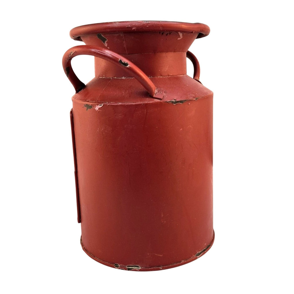 Rustic Red Metal Milk Can Planter Farmhouse Chalkboard Vase Vintage Decor Organizer