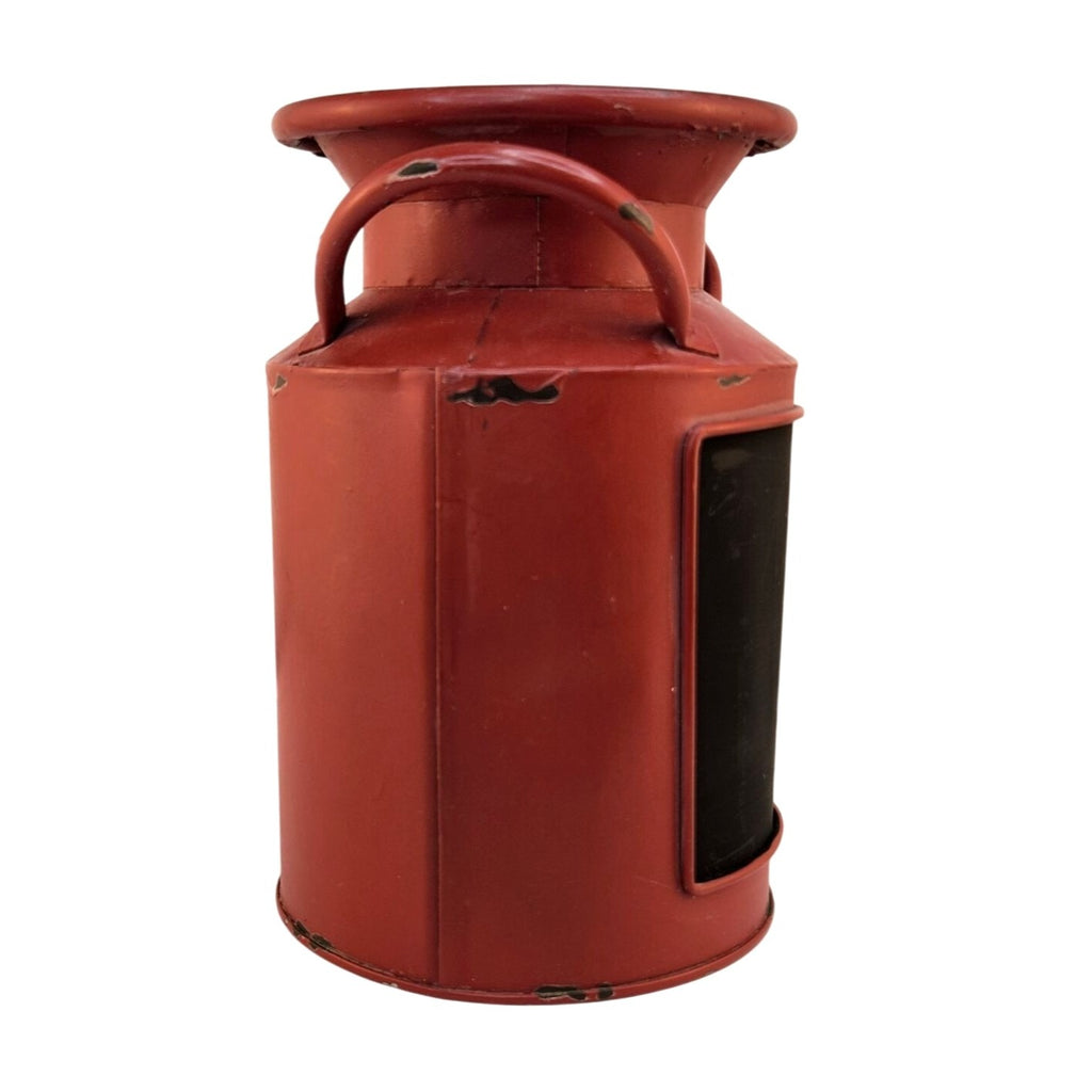 Rustic Red Metal Milk Can Planter Farmhouse Chalkboard Vase Vintage Decor Organizer