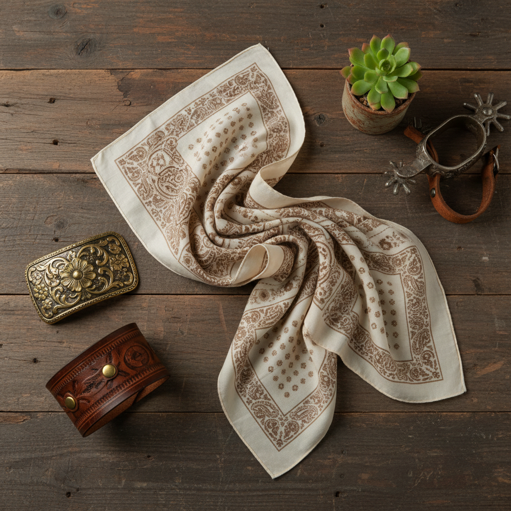 Western accessories flat lay