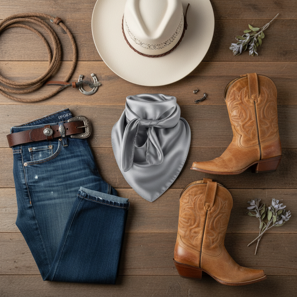 Western flat lay styling