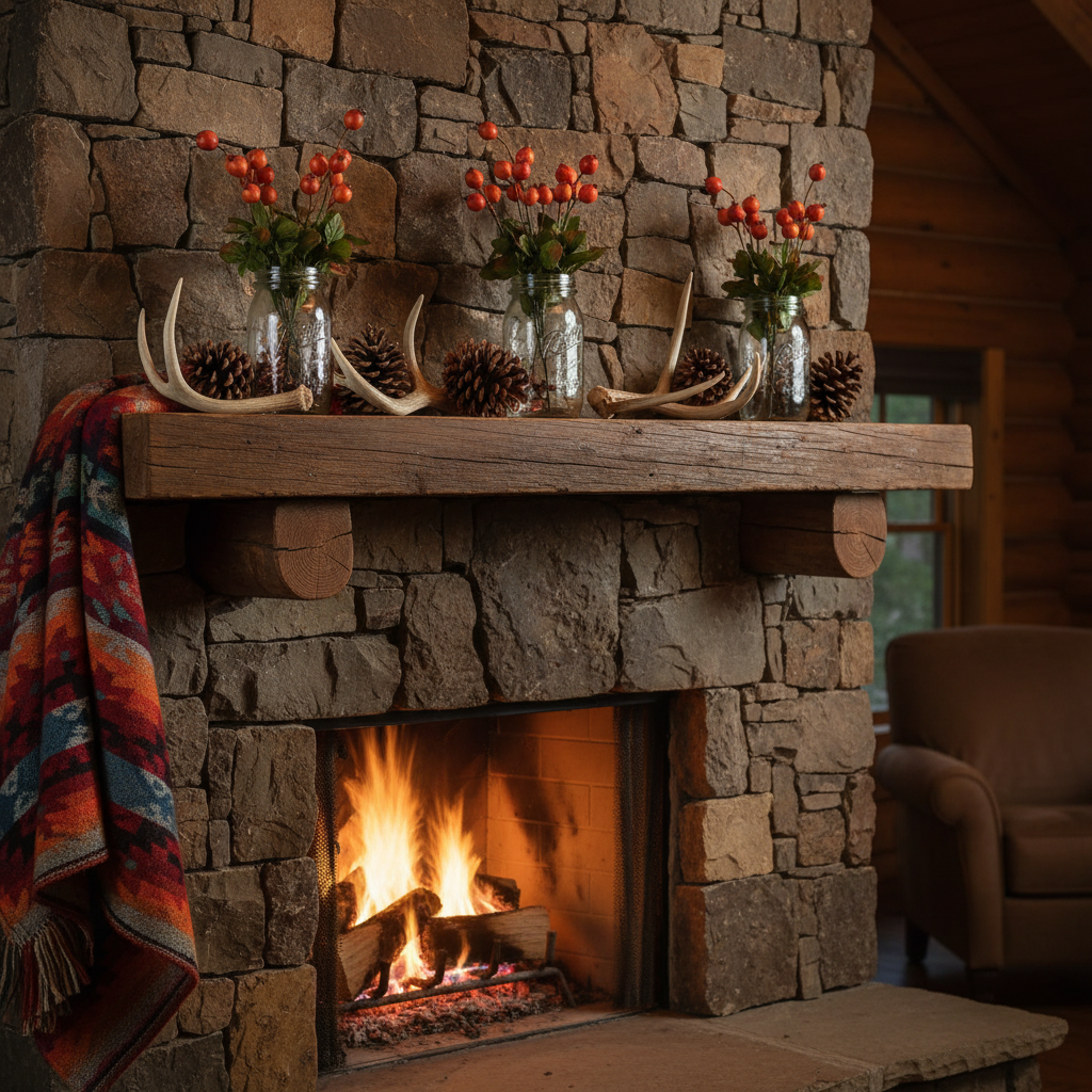 Western lodge mantel display