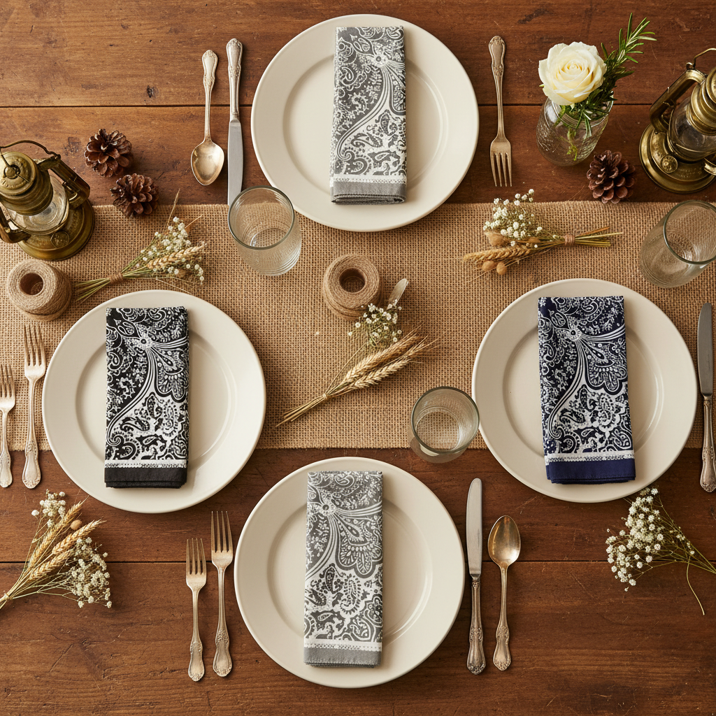 Western table with exact bandanas