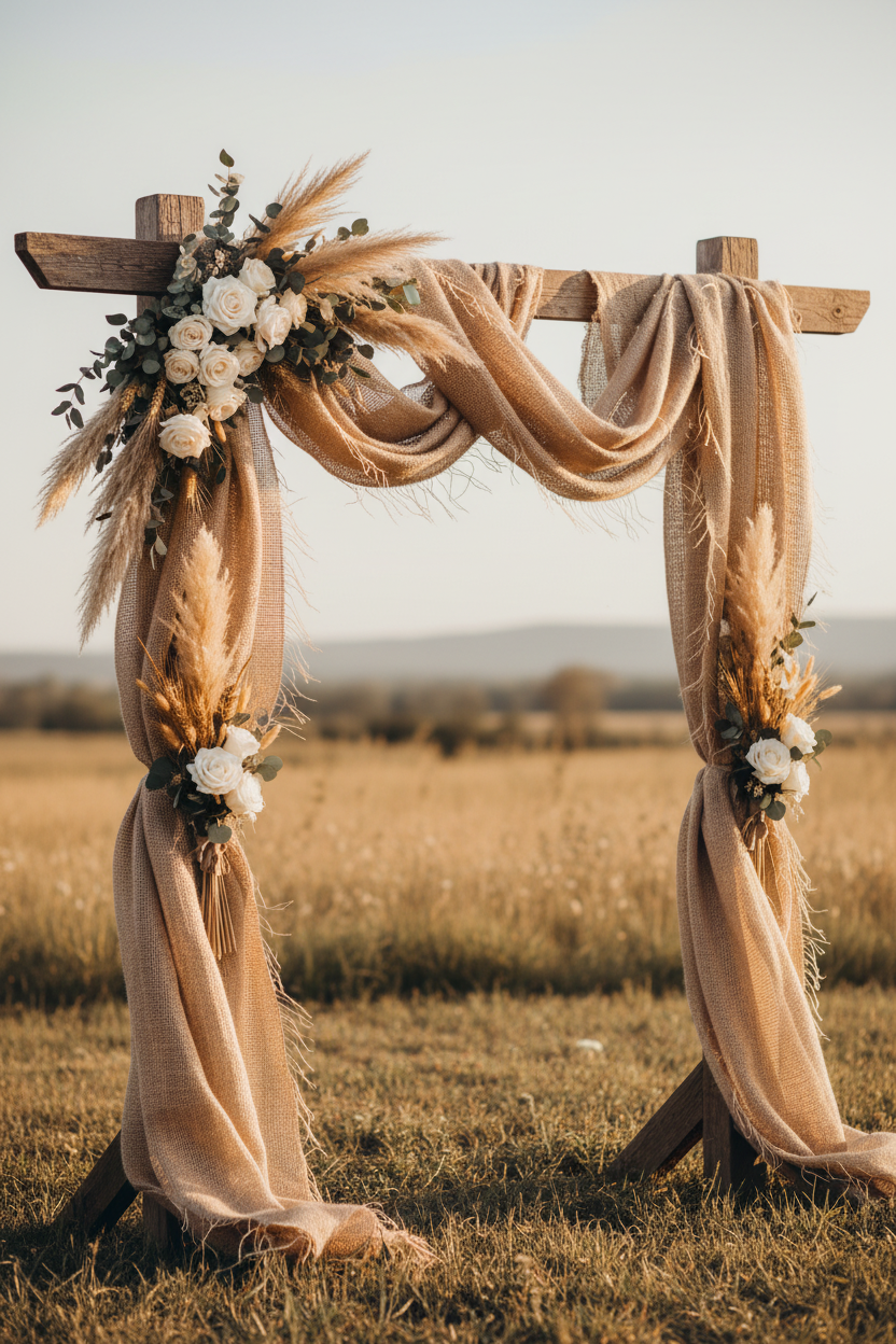 Western Wedding Arch with Burlap