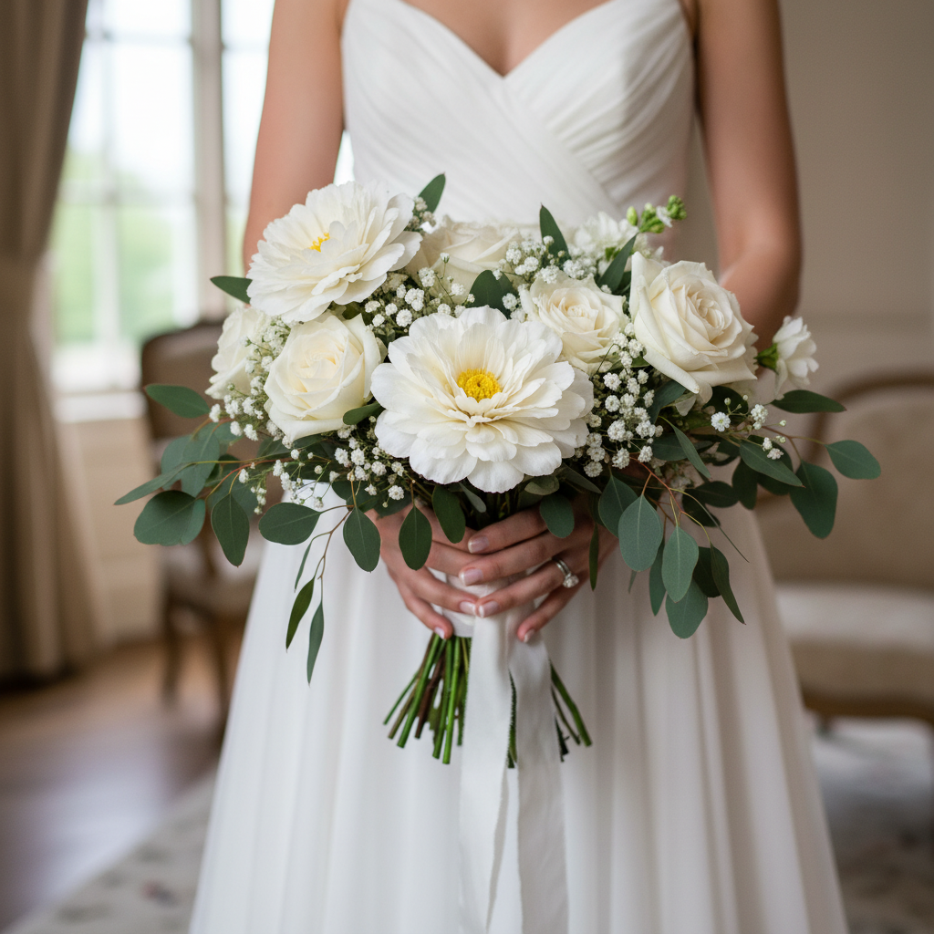 White Peony Bridal Bouquet