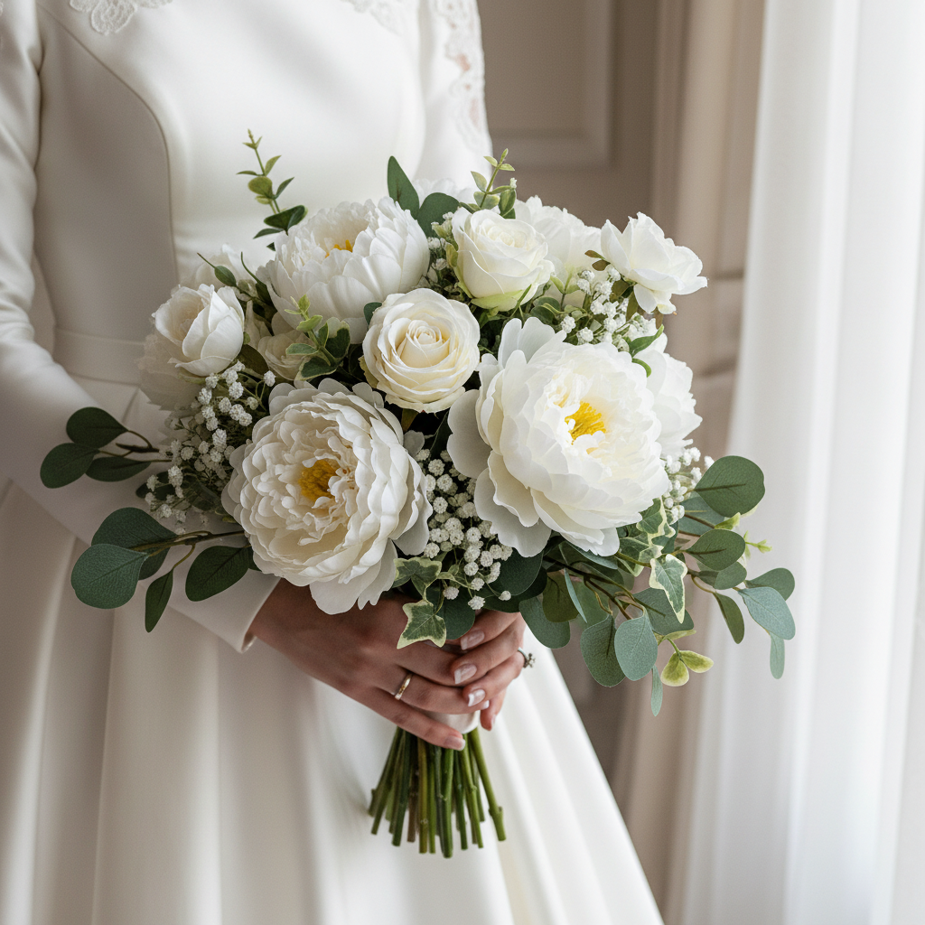 White Peony Bridal Bouquet