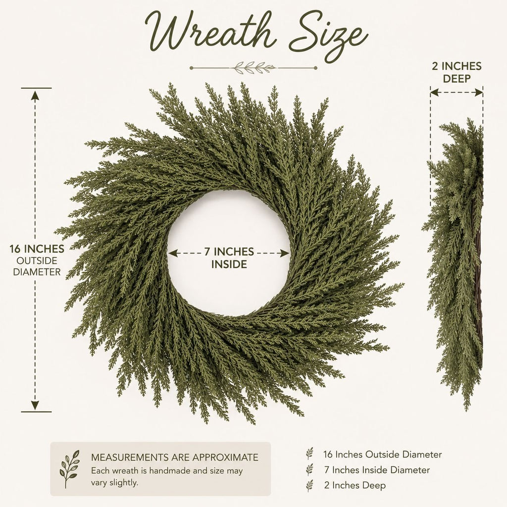 16 Inch Cedar Wreath Small Door Wreath Cedar Candle Ring Year Round Greenery Farmhouse Decor Christmas Wreath Table Centerpiece