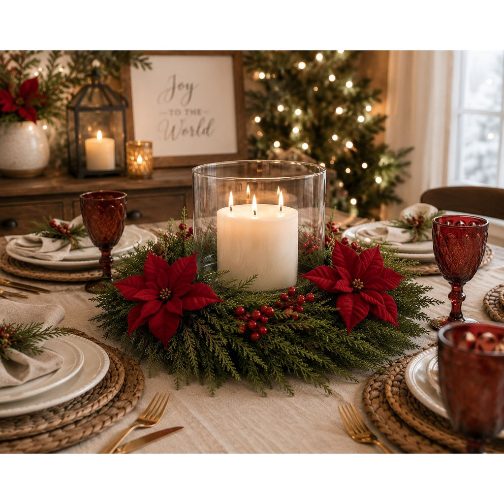 16 Inch Cedar Wreath Small Door Wreath Cedar Candle Ring Year Round Greenery Farmhouse Decor Christmas Wreath Table Centerpiece