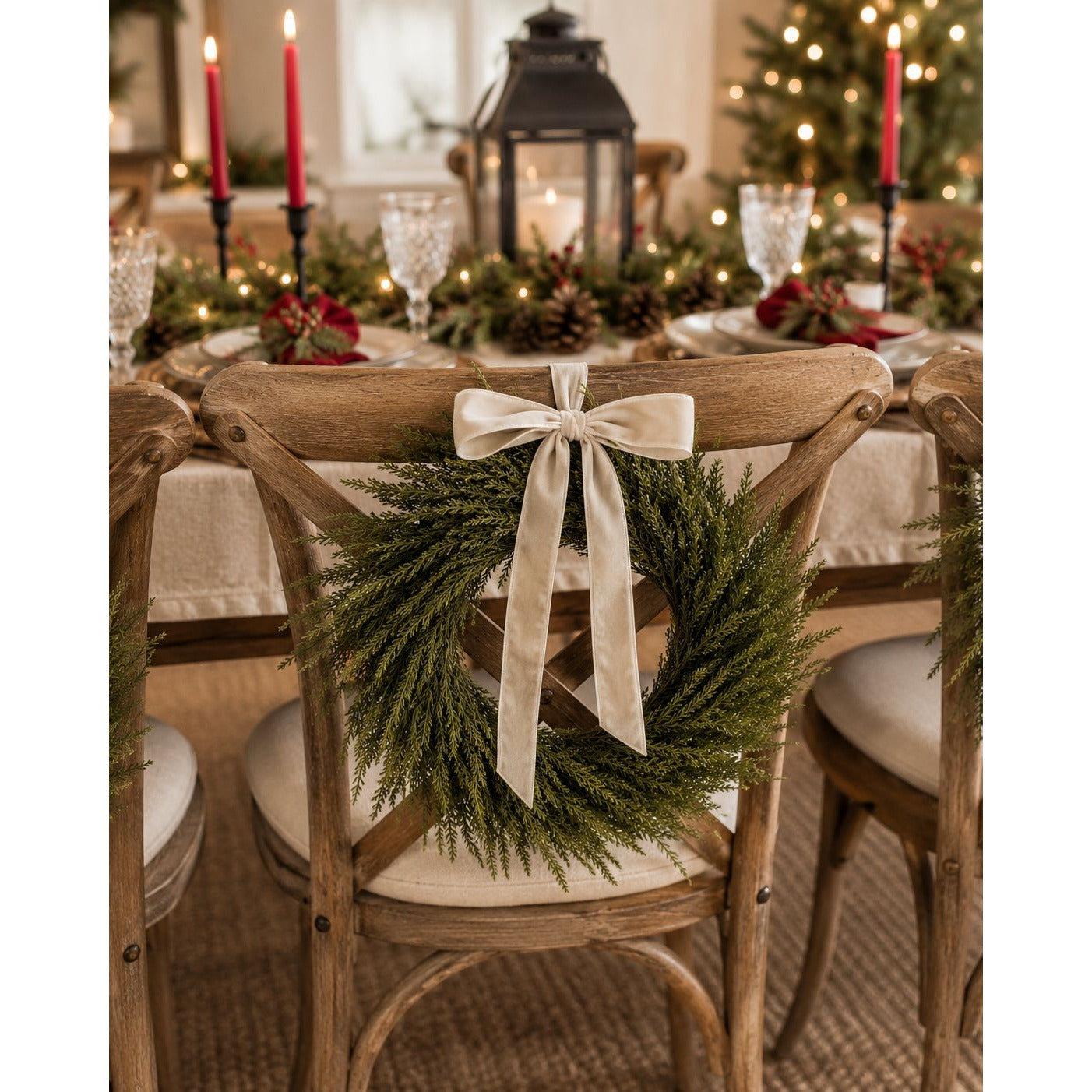 16 Inch Cedar Wreath Small Door Wreath Cedar Candle Ring Year Round Greenery Farmhouse Decor Christmas Wreath Table Centerpiece