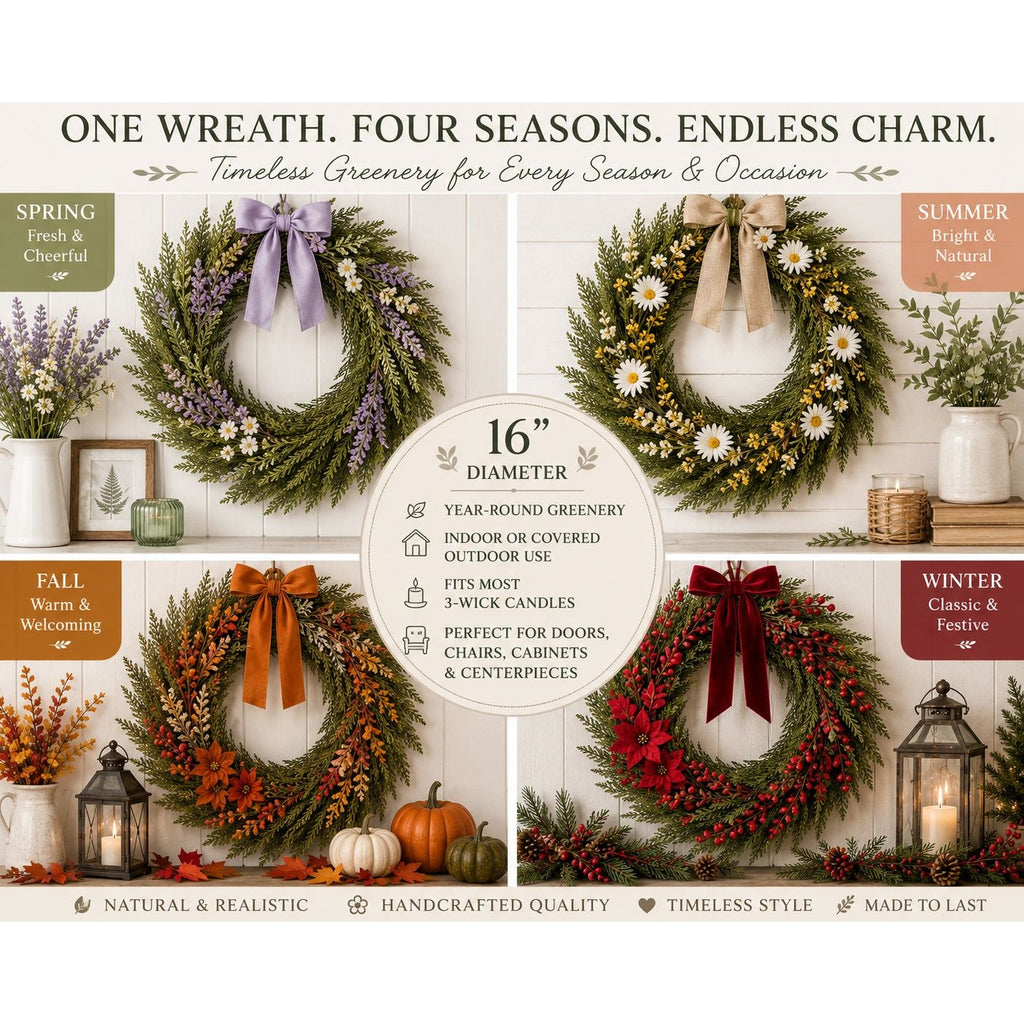 16 Inch Cedar Wreath Small Door Wreath Cedar Candle Ring Year Round Greenery Farmhouse Decor Christmas Wreath Table Centerpiece