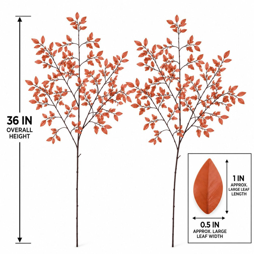 Terracotta Artificial Foliage Branches Set of 2, 36-Inch Faux Stems