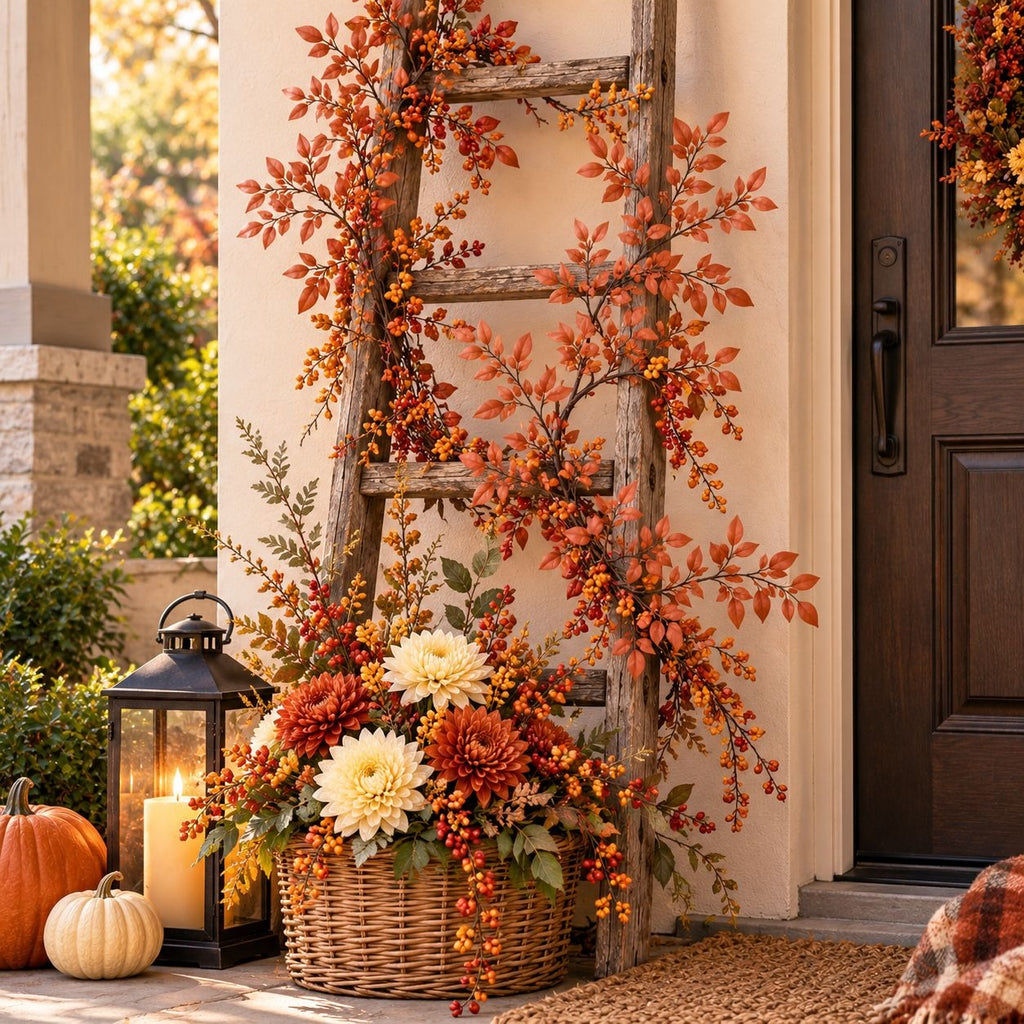 Terracotta Artificial Foliage Branches Set of 2, 36-Inch Faux Stems