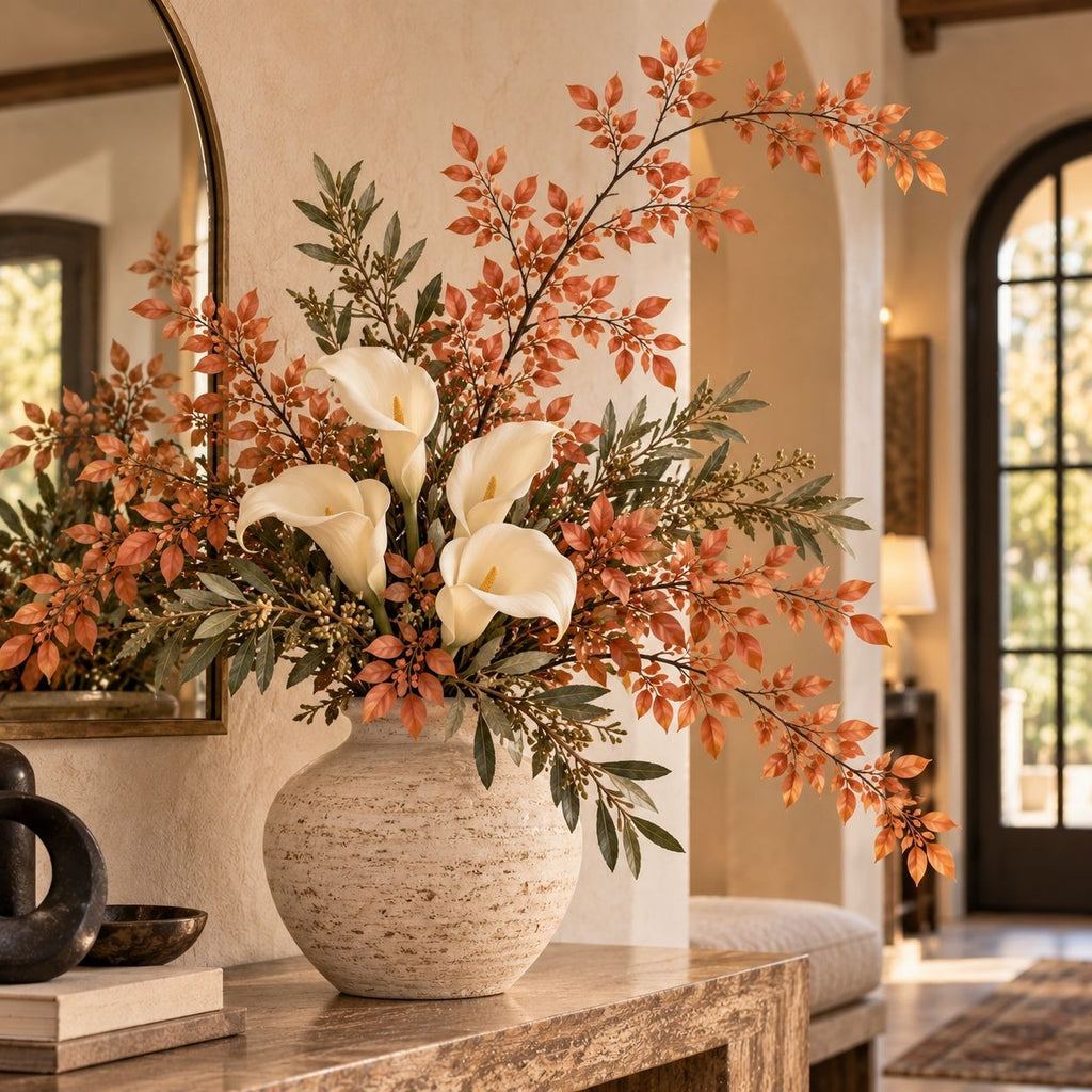 Terracotta Artificial Foliage Branches Set of 2, 36-Inch Faux Stems