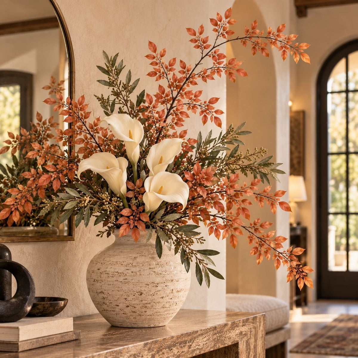 Terracotta Artificial Foliage Branches Set of 2, 36-Inch Faux Stems