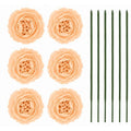 Creamy Peach Artificial Peony Ranunculus Flowers Set of 6 with 7 Inch Wire Stems for Wreaths Centerpieces Floral Crafts