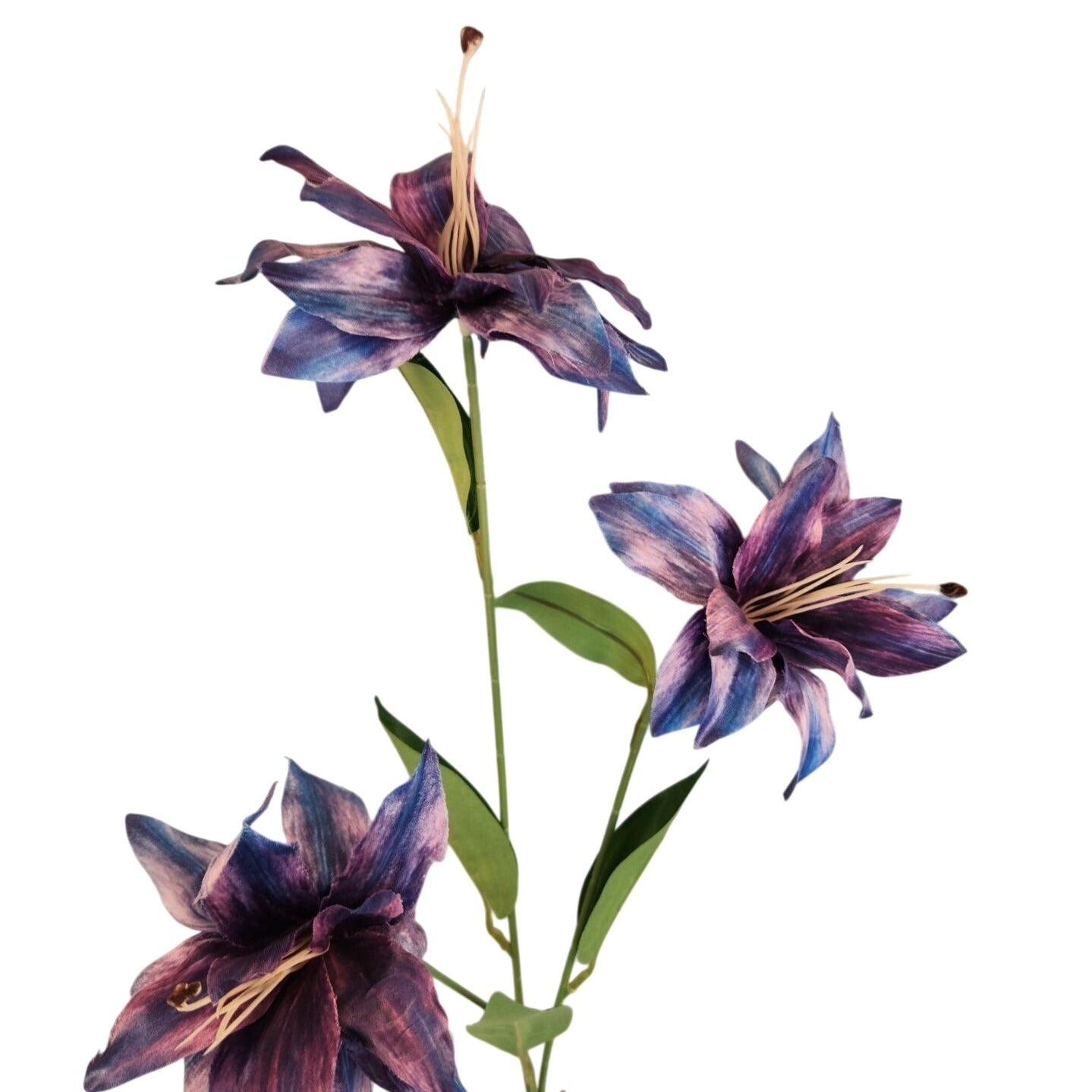 Luxury Artificial Tiger Lily Stem 34 Inch | Purple Blue Faux Lily | Designer Artificial Silk Floral | Elegant Wedding Home Decor