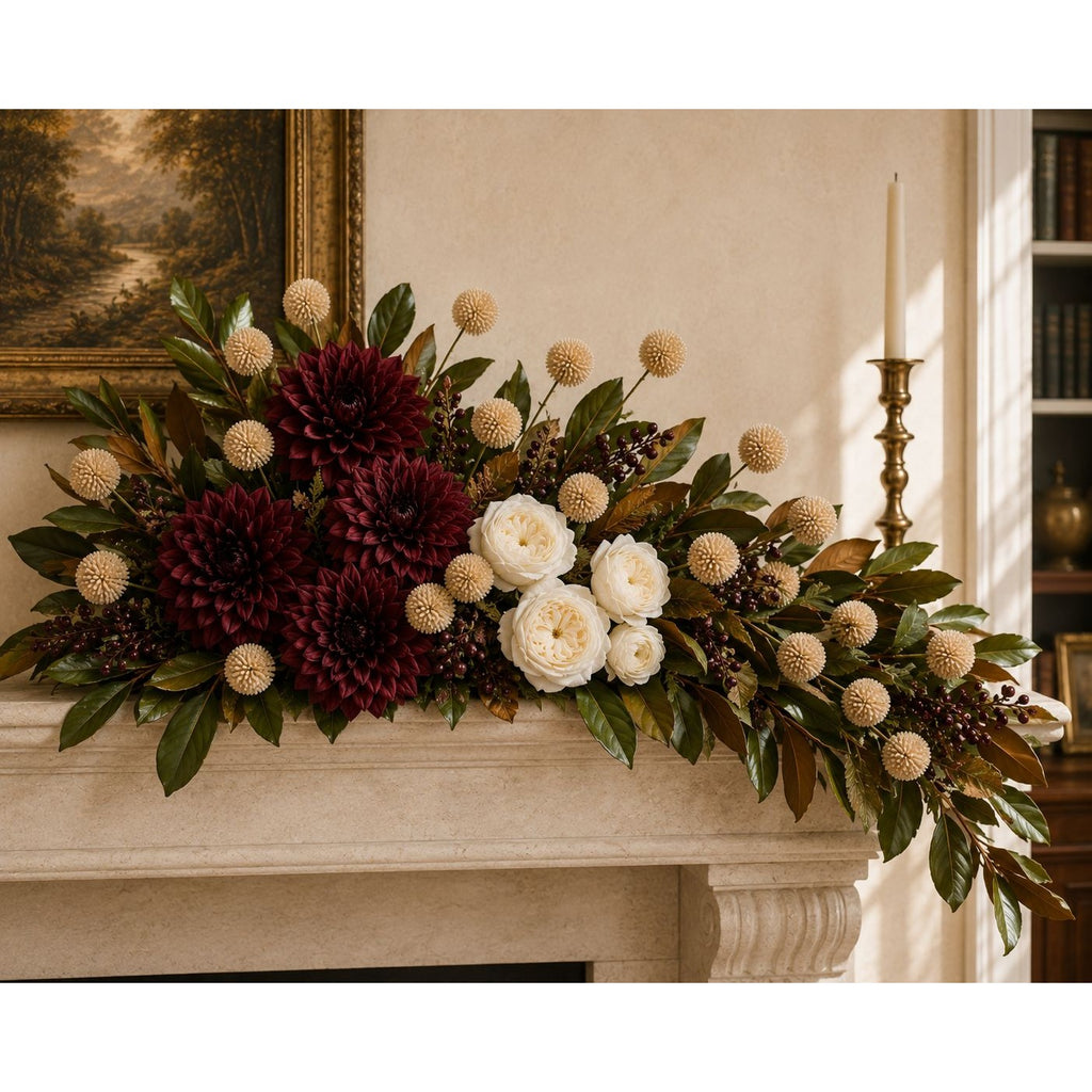 Warm Taupe Beige Pom Pom Chrysanthemum Stems Set of 2, 20 Inch Artificial Silk Flowers for Floral Arrangements